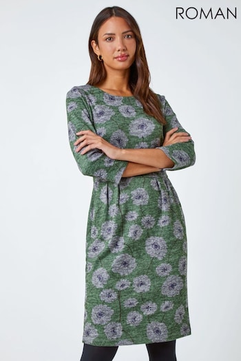 Roman Green Floral Print Pocket Shift Dress (N64070) | £40