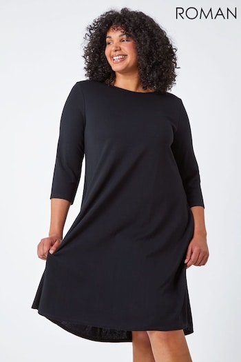 Roman Black Curve Crepe Pocket Swing Dress Tricot (N64107) | £38