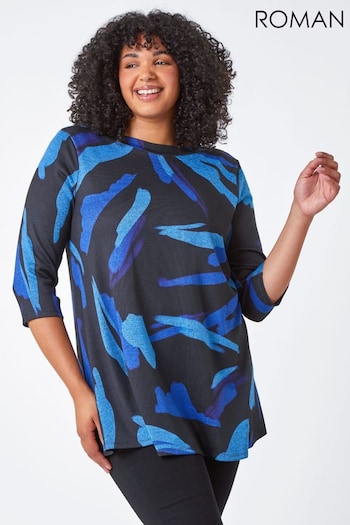 Roman Blue Curve Stretch Jersey Tunic Top (N64133) | £30