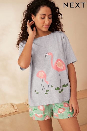 Sage Green Scion at Atelier-lumieresShops Flamingo Short Set Pyjamas (N64139) | £20