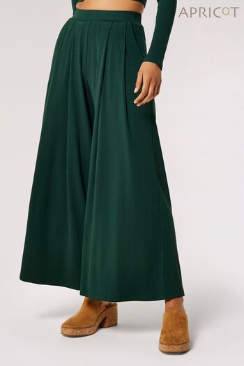 Apricot Green Ribbed Wide Plazzo Trousers (N64148) | £35