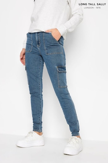 Long Tall Sally Blue Cargo Stretch Skinny Jeans Emilio (N64179) | £39
