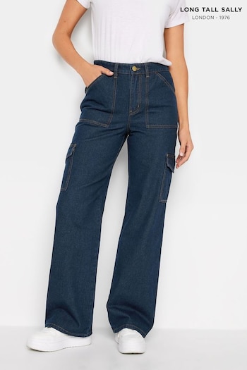 Long Tall Sally Dark Blue Wide Leg Cargo Jeans (N64180) | £39