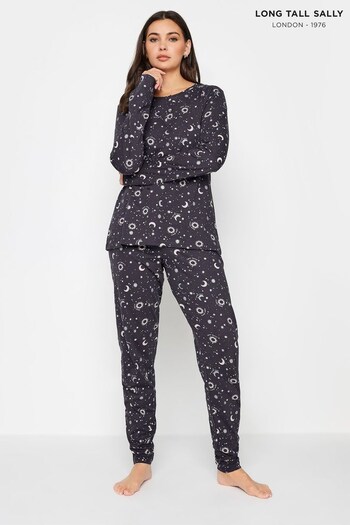 Long Tall Sally Grey Oversize Celestial Long Sleeve Placket Leggings Pyjamas Set (N64181) | £29