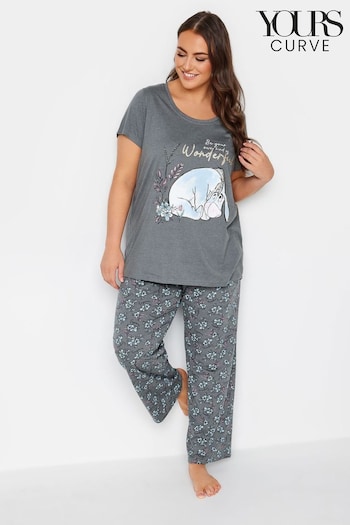 Yours Curve Grey Wonderful Eeyore Wide Leg Pyjamas Set (N64230) | £34