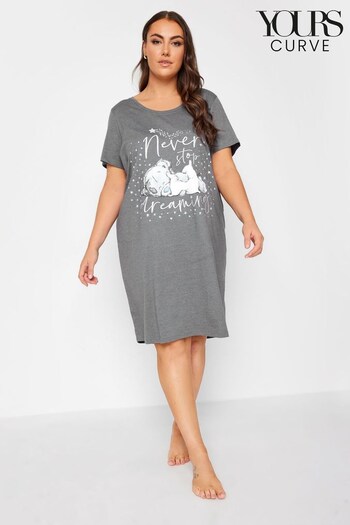 Yours Curve Grey Never Stop Dreaming Tatty Teddy Dippedback Nightdress (N64236) | £24