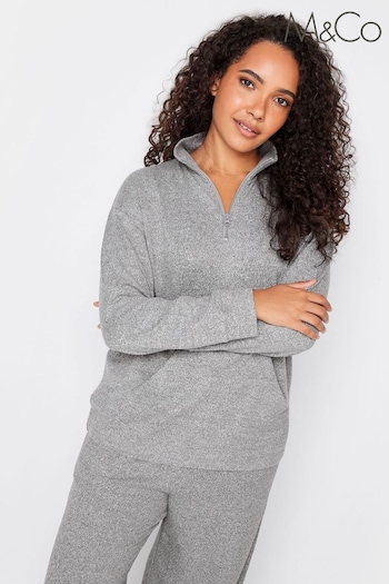 M&Co Grey Soft Touch Zip Top (N64268) | £27
