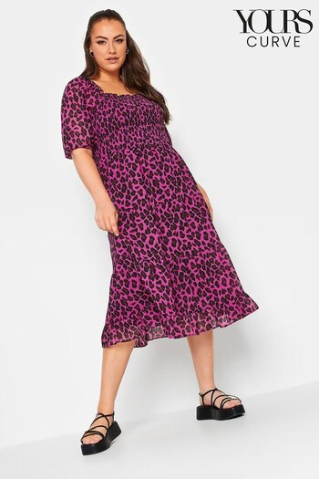Yours Curve Pink Chiffon Shirred Dress (N64299) | £34