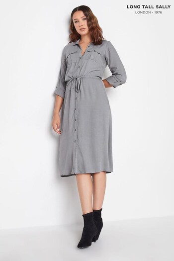 Long Tall Sally Grey Utilty Shirt EMB Dress (N64315) | £17.50