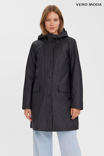 VERO MODA Black Teddy Borg Lined Rain Coat (N64355) | £50