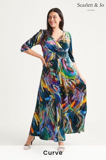 Scarlett & Jo Black Multi Print Verity Maxi Gown (N64371) | £130