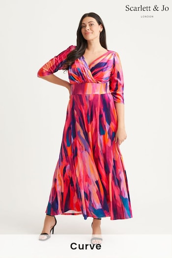 Scarlett & Jo Orange Verity Orange Pink Velvet Maxi Gown (N64373) | £130