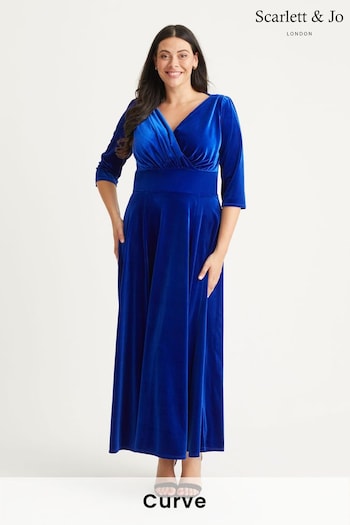 Scarlett & Jo Blue Verity Velvet Maxi Gown (N64389) | £120