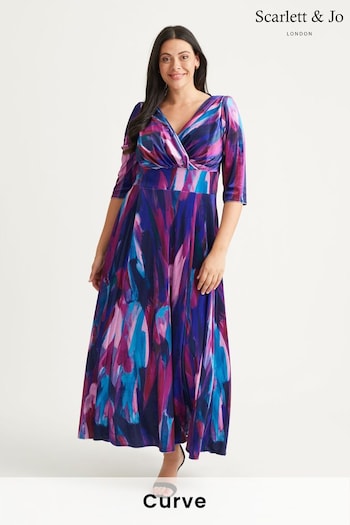 Scarlett & Jo Purple Multi Print Verity Maxi Gown (N64399) | £130