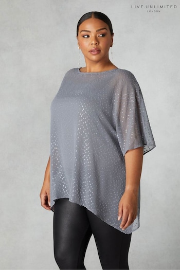 Live Unlimited Curve - Grey Metallic Dobby Overlay Top (N64488) | £65