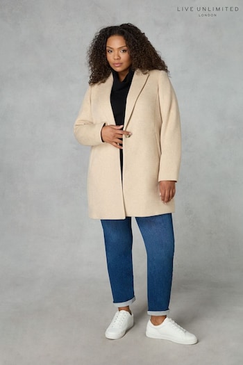 Live Unlimited Curve - Natural Wool Blend Short Tailored Coat (N64521) | £179