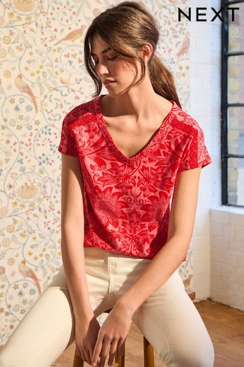 William Morris Red Floral Raspberries Top (N64555) | £18