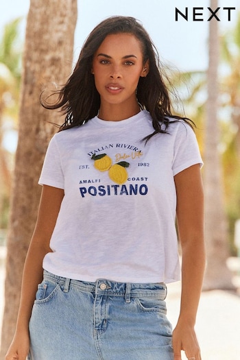 White Lemon Positano City Graphic T-Shirt (N64560) | £24