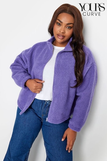 Yours Curve Purple Borg Cropped Jacket (N64569) | £27