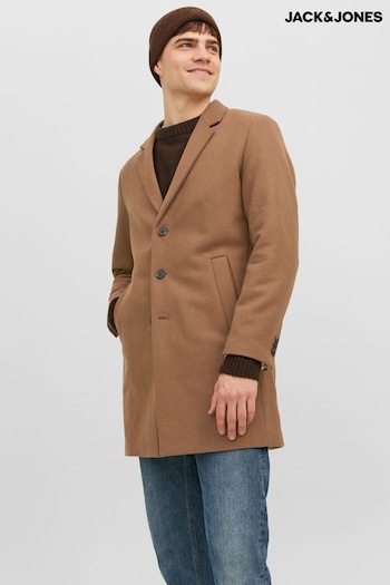 JACK & JONES Brown Tailored Smart Wool Coat (N64592) | £110