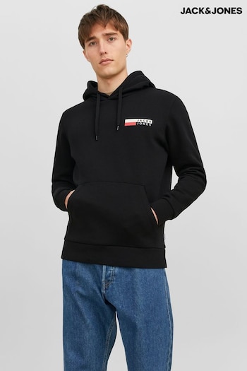 JACK & JONES Black Small Logo Hoodie (N64607) | £36