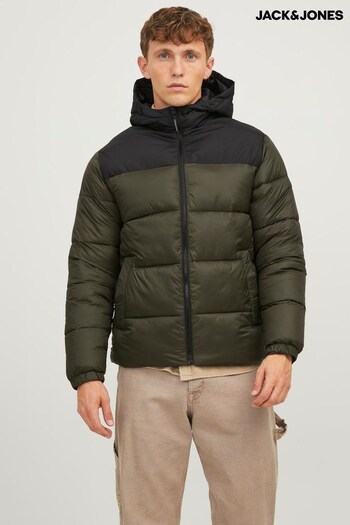 JACK & JONES Green Hooded Padded Coat (N64608) | £55