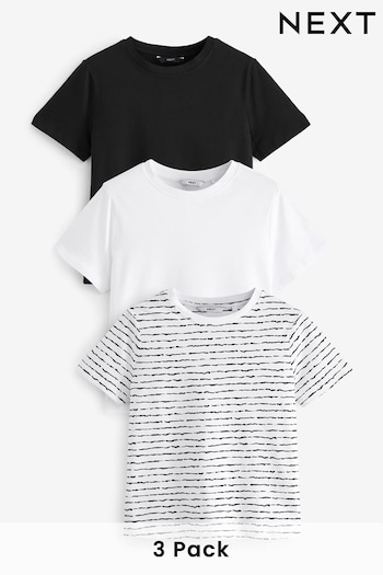 Black/White Crew Short Sleeve T-Shirts 3 Pack (N64642) | £38
