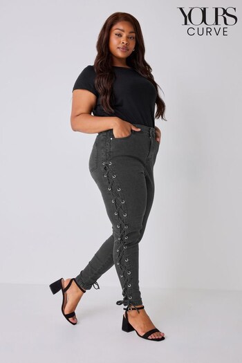 Yours Curve Black Side Lace Up AVA Jeans (N64682) | £34