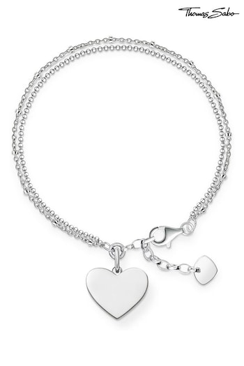 Thomas Sabo Silver Delicate Love Token Silver Heart Bracelet (N64722) | £98