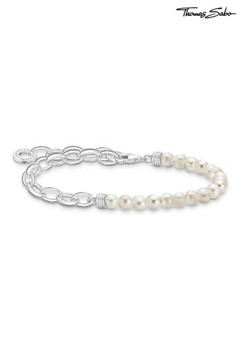 Thomas Sabo White Freshwater Pearl Link Charm Bracelet (N64762) | £84