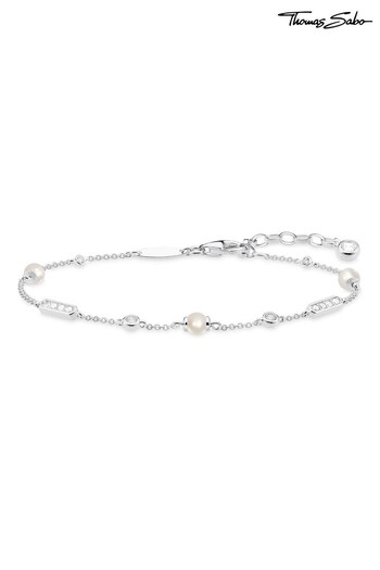 Thomas Sabo White Elegant Adjustable Pearl Bracelet with modern twist (N64775) | £129