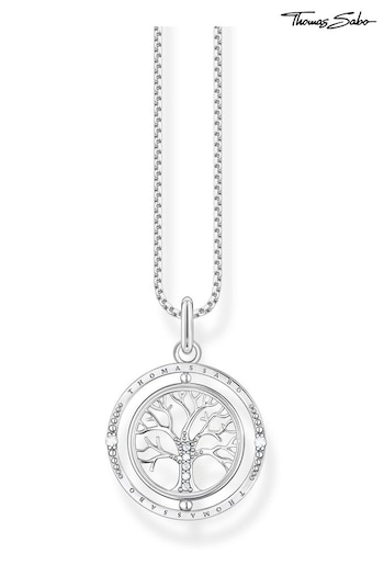 Thomas Sabo White Silver Tree of Love Necklace: 925 Sterling Silver, Blackened (N64835) | £139