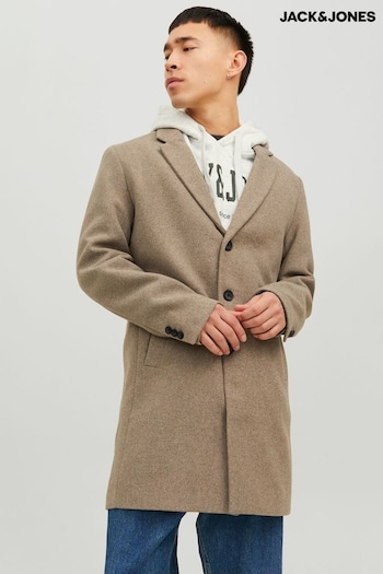 JACK & JONES Brown Tailored Smart Wool Coat (N64924) | £110