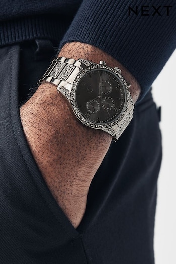 Gunmetal Tone Bling Bracelet Watch (N64957) | £45