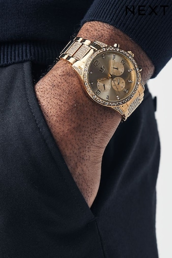 Gold Tone Bling Bracelet Watch (N64964) | £45