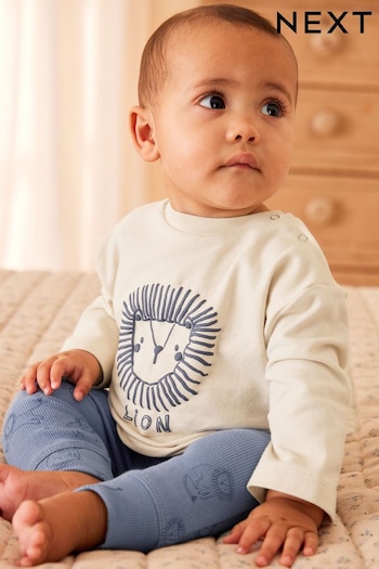 Blue/White Lion Baby T-Shirt And Leggings 2 Piece Set (N65016) | £11 - £13