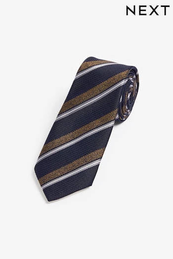 Navy Blue/Neutral Brown Stripe Pattern Tie (N65043) | £12