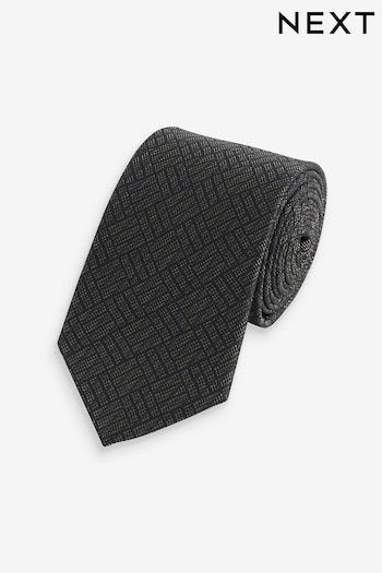 Black/Dark Green Silk Geometric Tie (N65053) | £20