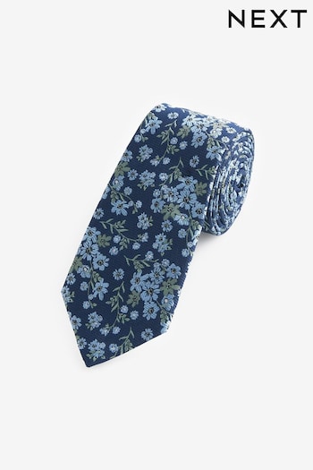 Navy Blue Floral Pattern Tie (N65057) | £12