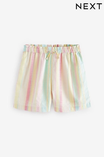 Rainbow Stripe Tie Waist Black Shorts (3-16yrs) (N65096) | £12 - £17