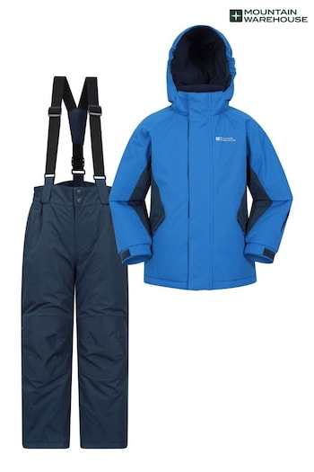 Mountain Warehouse Blue/Black Kids Fleece Lined Ski Jacket And Joggers Set (N65131) | £80