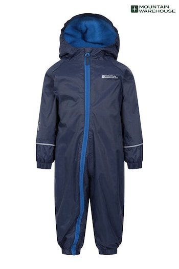 Mountain Warehouse Blue Junior Spright Waterproof Fleece Lined Rainsuit (N65136) | £30