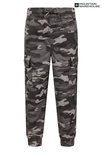Mountain Warehouse Black Camo Stain Resistant Cargo Kids Trousers (N65178) | £32