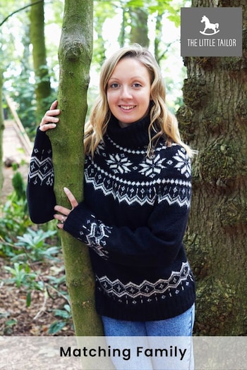 The Little Tailor Ladies Cosy Funnel Neck Fairisle Knitted Christmas Black Jumper (N65204) | £75
