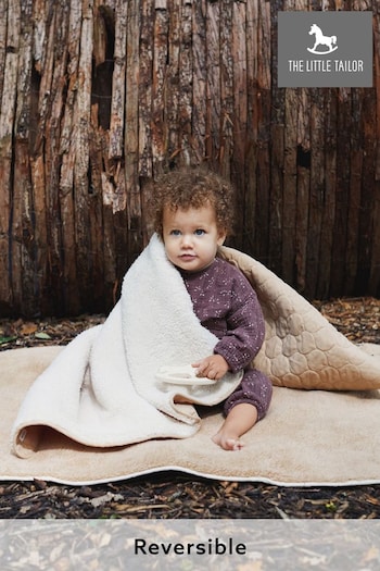 The Little Tailor Reversible Plush Lined Sherpa Fleece Quilted Baby Blanket (N65209) | £39