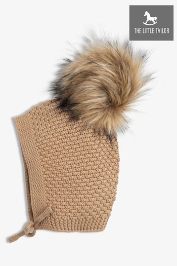 The Little Tailor Baby Natural Pom Pom Textured Knitted Hat (N65210) | £17