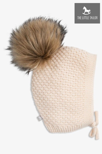 The Little Tailor Baby Natural Pom Pom Textured Knitted Hat (N65215) | £17