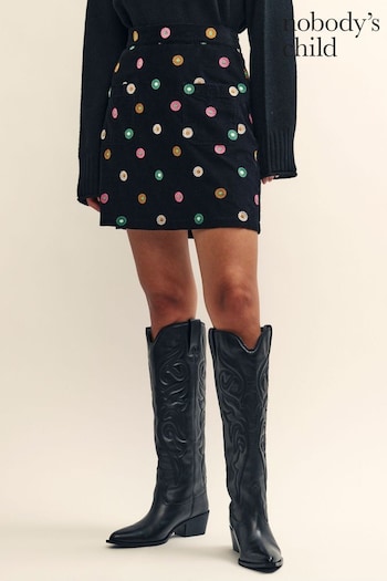 Nobody's Child Tracey Embroidered Black Mini Skirt (N65252) | £55