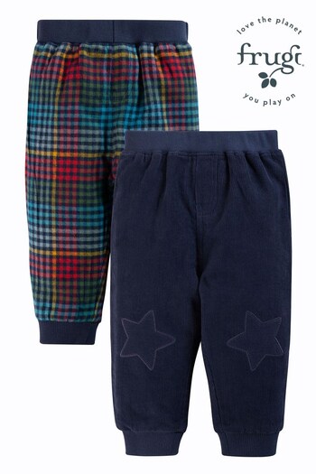 Frugi Blue Organic Cotton Cord And Brushed Cotton Reversible Trousers (N65301) | £32 - £34