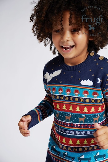 Frugi Woodland Organic Cotton Christmas Fairisle Long Sleeve Fairisle Jumper (N65307) | £34 - £38